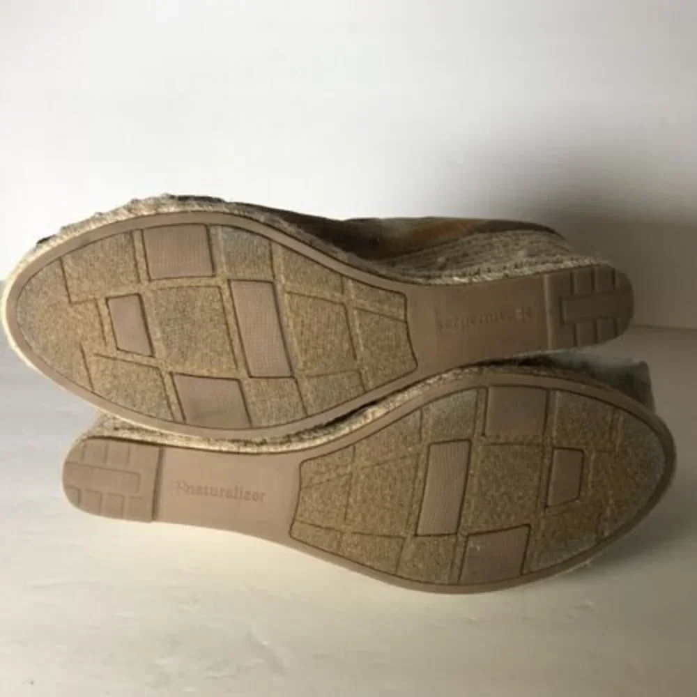 Naturalizer‎ Womens Size 8M Wedge Espadrille Shoe Peep Toe Slip On Office Buckle
